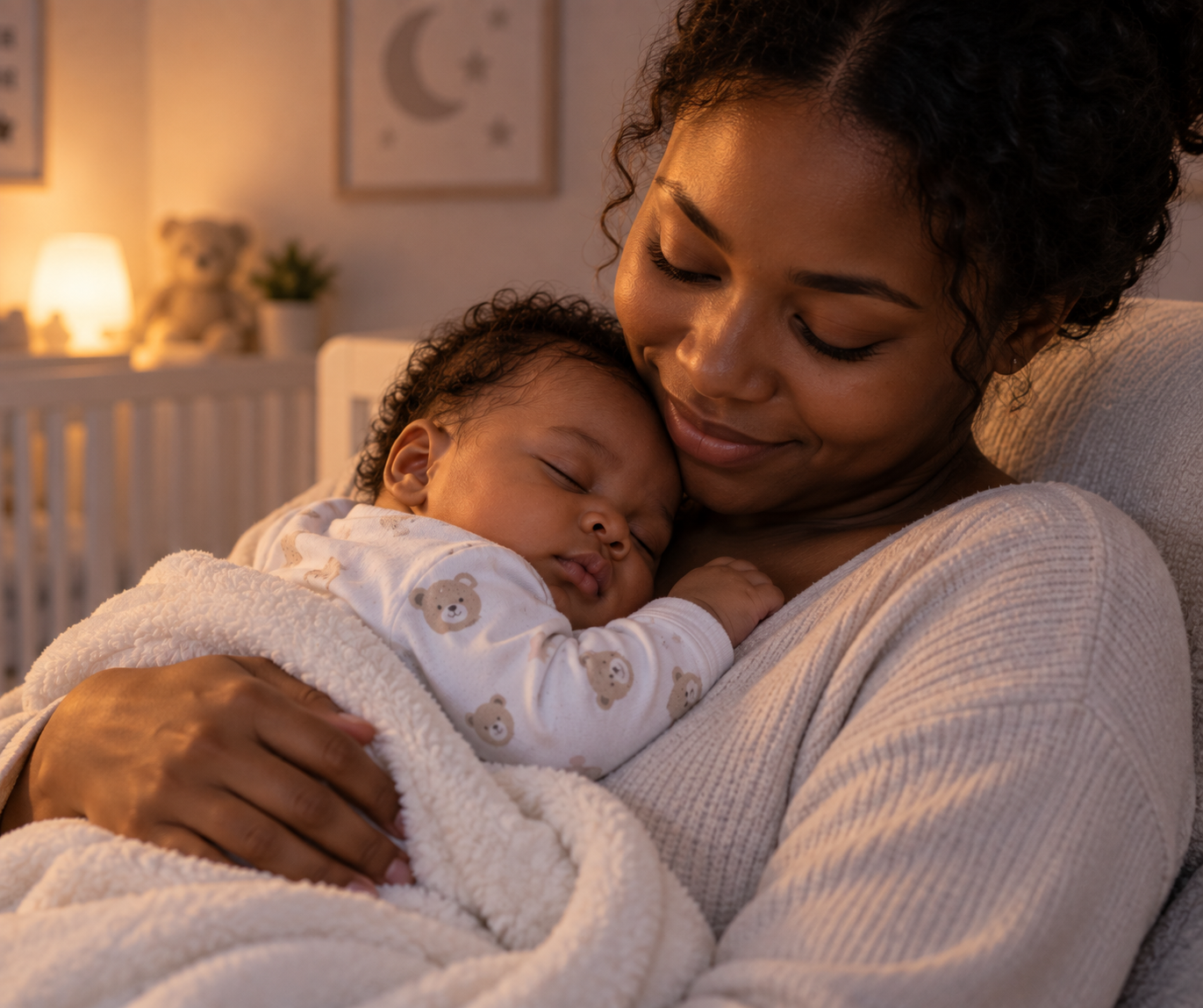 Parent holding a sleeping baby