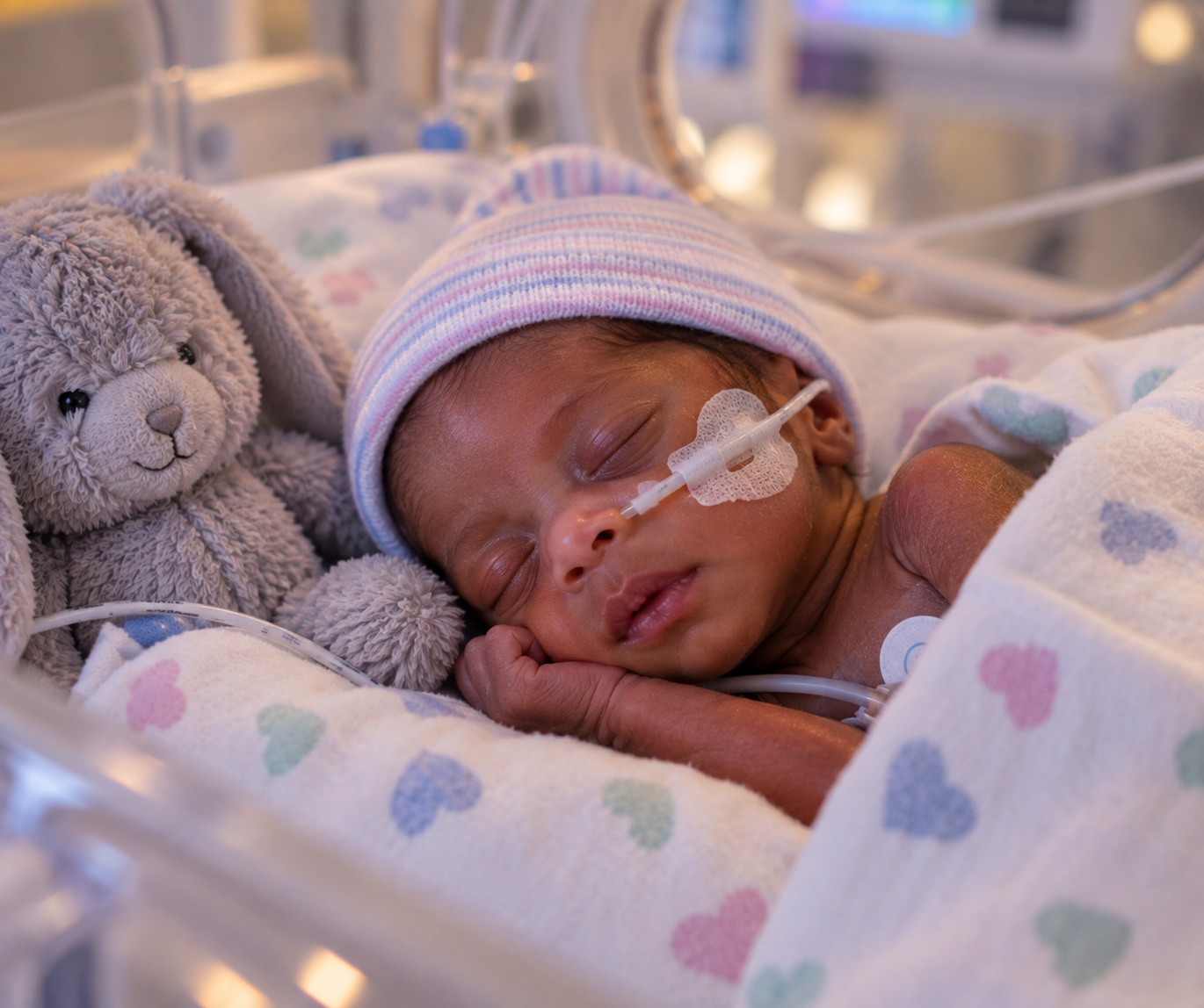 Premature baby sleeping peacefully