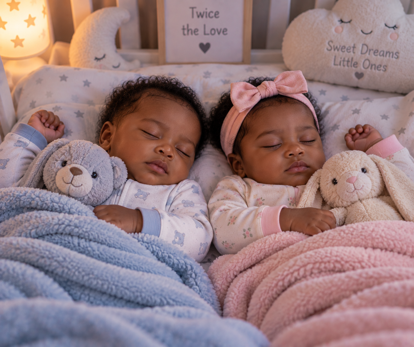 Twin babies sleeping peacefully